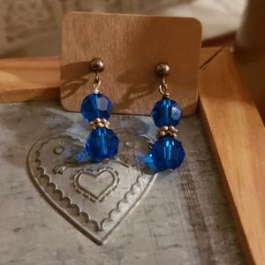 Royal Blue Swarovski Crystal Beaded Earrings